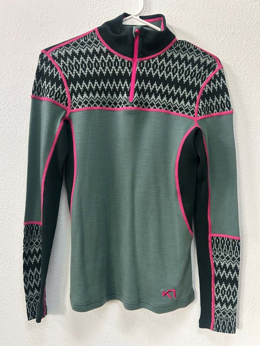 Kari Traa Sara Half Zip Women's Thermal Base Layer Green Size S Petite